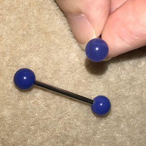 14 Gauge Bluish Purple Design Tongue Ring